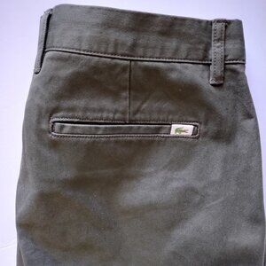 Lacoste Men's Cotton Slim Fit Pants 34 x 32 Preppy Casual Olive Green